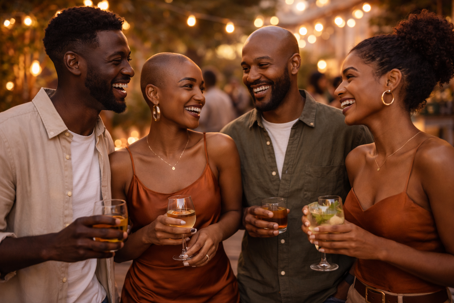 Friends laughing or walking together