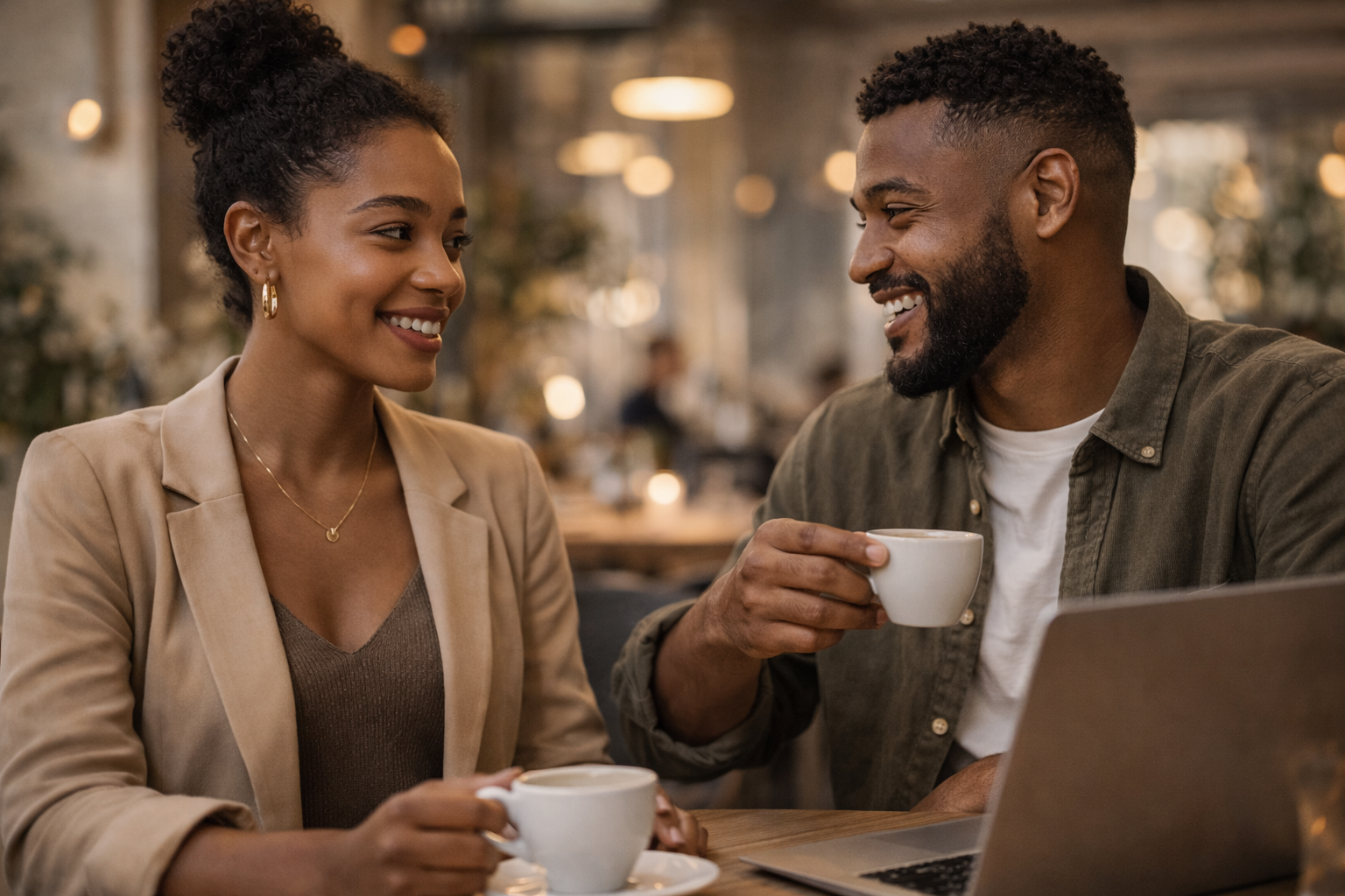 Two professionals in conversation